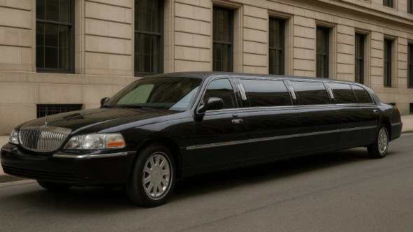 Exterior of Lincoln Towncar Stretch Limousines in Duluth