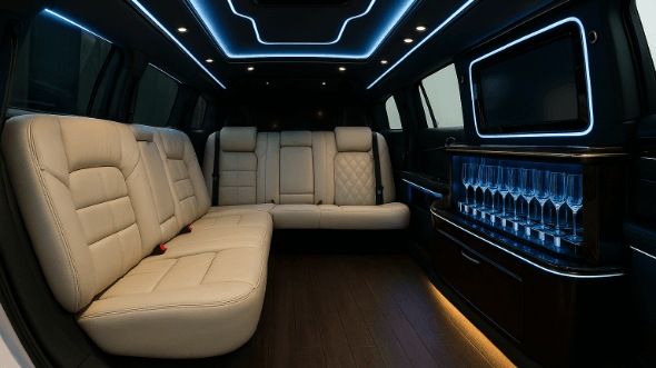 Interior of Lincoln Towncar Stretch Limousines in Menifee